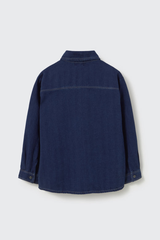 Greg Herringbone Twill Denim Shirt