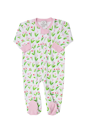 Heart Blooms Zipper Footie