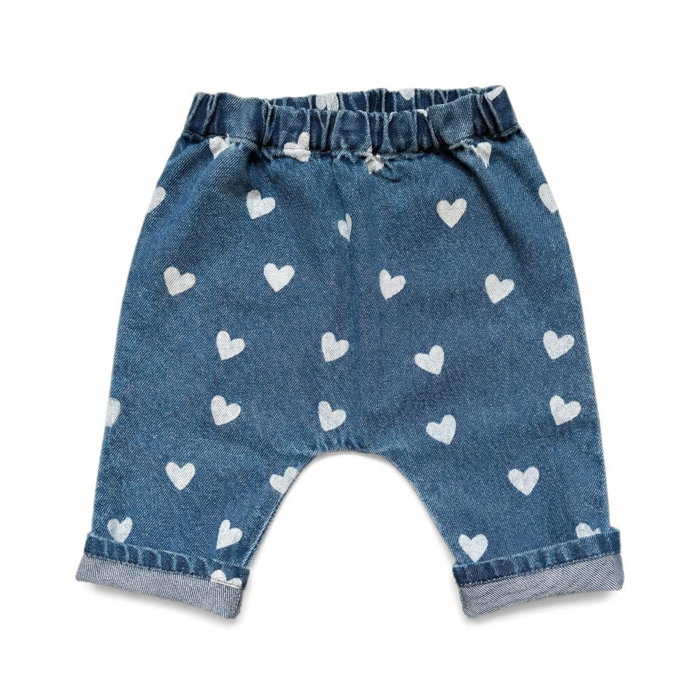 Heart Print Denim Baby Pant
