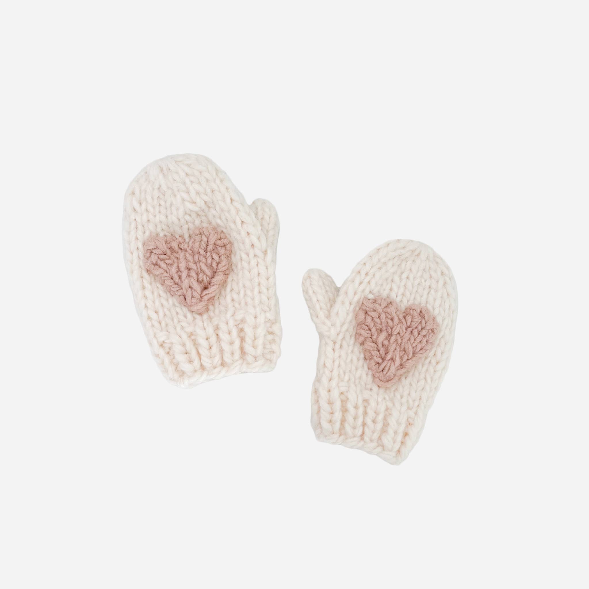 Hand Knit Heart Mittens