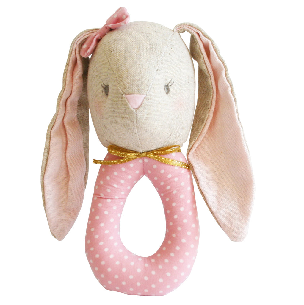 Linen Baby Pearl Bunny Grab Rattle